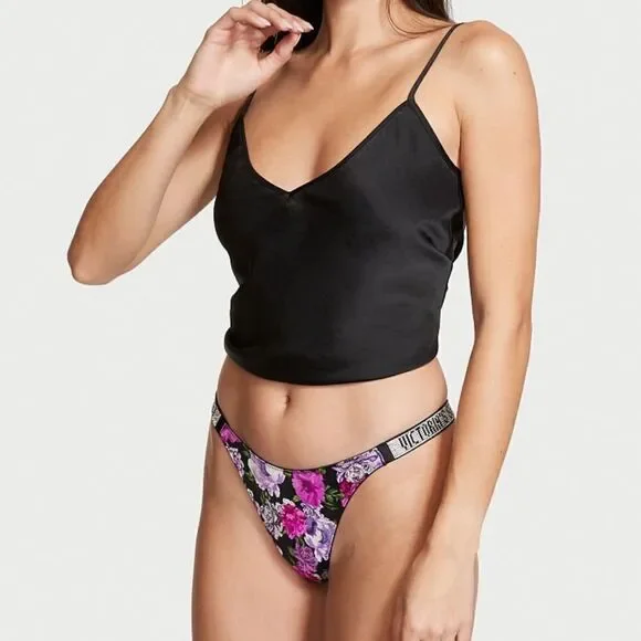 Victorias Secret Very Sexy Bling Crystal Bombshell shine strap Thong Panty Black - Picture 5 of 5